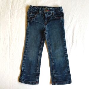 joe fresh embroidered dark wash denim blue jeans cotton stretch 3T toddler girls